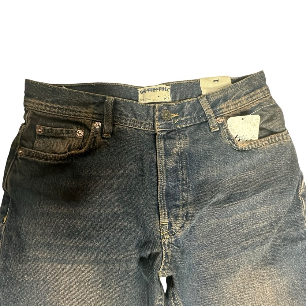 NWT FP We The Free Maggie MidRise Crop Straight Jeans in Back Alley Blue 25 - Picture 4 of 16